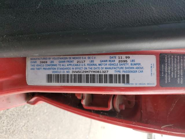 3VWSC29M7YM081327 - 2000 VOLKSWAGEN JETTA GLS RED photo 12