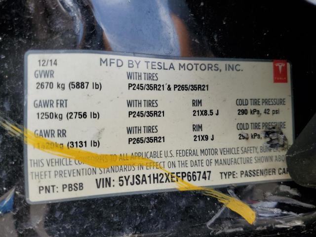 5YJSA1H2XEFP66747 - 2014 TESLA MODEL S Qara foto 13