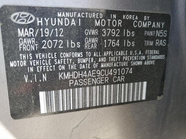 KMHDH4AE9CU491074 - 2012 HYUNDAI ELANTRA GLS SILVER photo 12