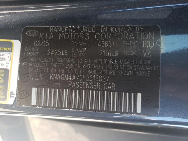 KNAGM4A79F5613037 - 2015 KIA OPTIMA LX BLUE photo 12