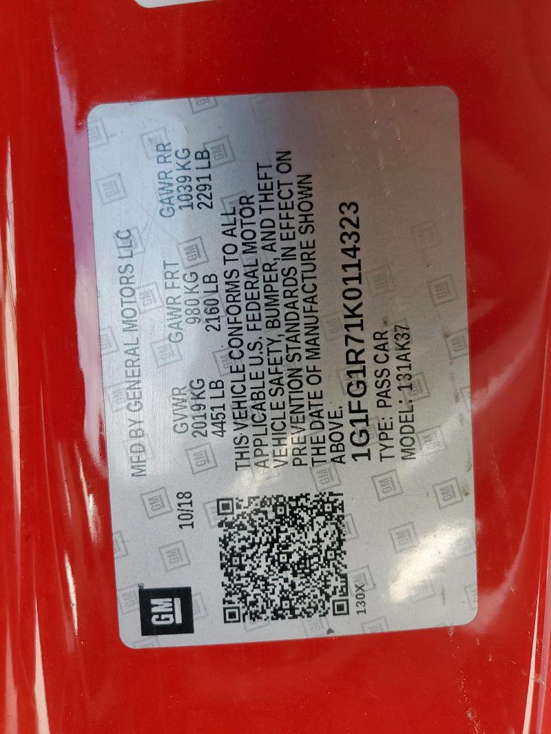 1G1FG1R71K0114323 - 2019 CHEVROLET CAMARO SS RED photo 12