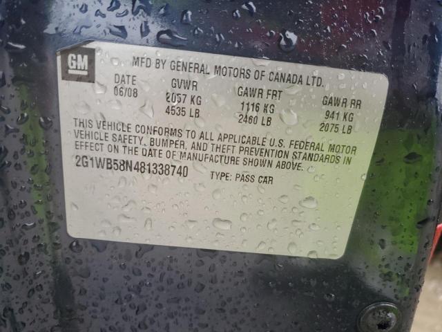 2G1WB58N481338740 - 2008 CHEVROLET IMPALA LS BLUE photo 12