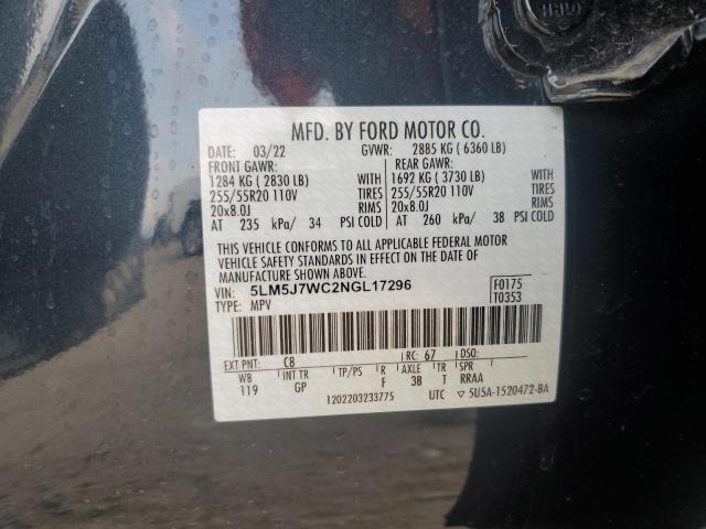 5LM5J7WC2NGL17296 - 2022 LINCOLN AVIATOR RESERVE CHARCOAL photo 13