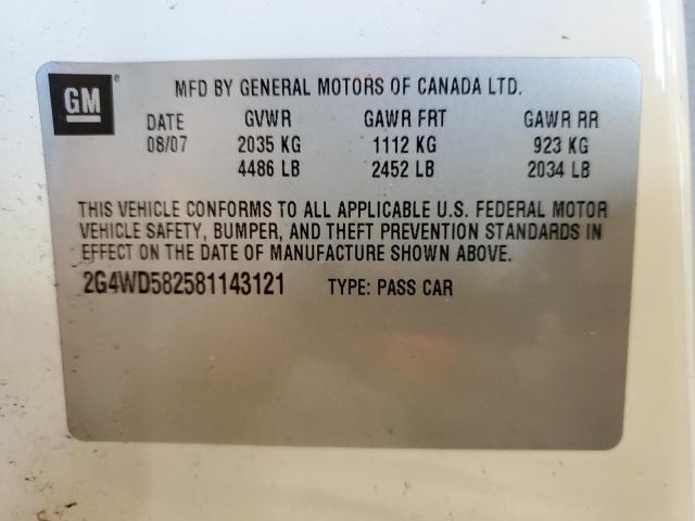 2G4WD582581143121 - 2008 BUICK LACROSSE CXL WHITE photo 12