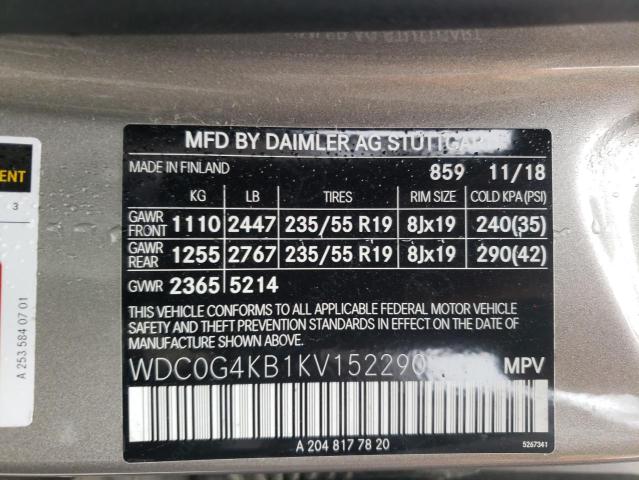 WDC0G4KB1KV152290 - 2019 MERCEDES-BENZ GLC 300 4MATIC BEIGE photo 12