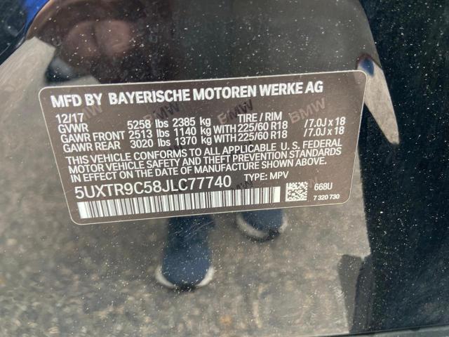 5UXTR9C58JLC77740 - 2018 BMW X3 XDRIVE30I BLACK photo 12