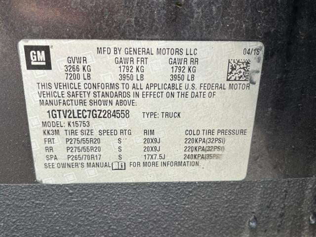 1GTV2LEC7GZ284558 - 2016 GMC SIERRA K1500 CHARCOAL photo 10