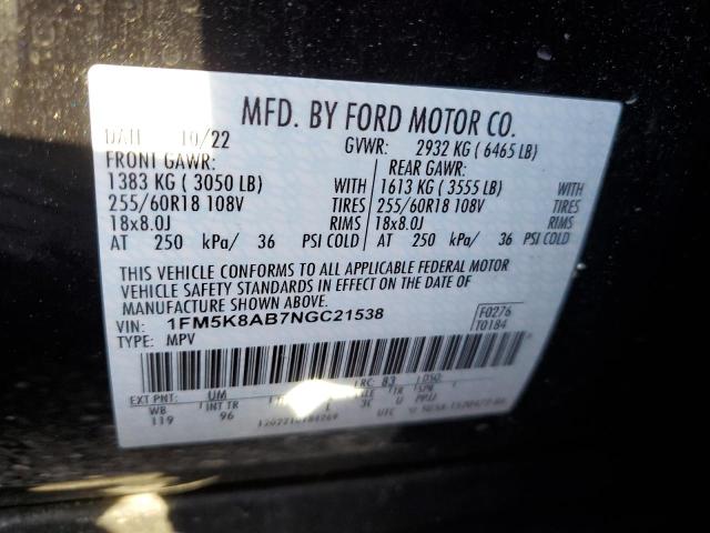 1FM5K8AB7NGC21538 - 2022 FORD EXPLORER POLICE INTERCEPTOR 黑色 照片 14