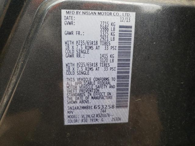 5N1AR2MM8EC653258 - 2014 NISSAN PATHFINDER S GRAY photo 13