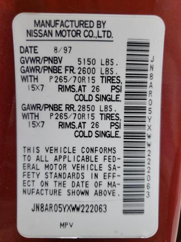 JN8AR05YXWW222063 - 1998 NISSAN PATHFINDER LE RED photo 13