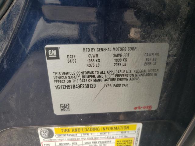 1G1ZH57B49F238120 - 2009 CHEVROLET MALIBU 1LT Көк фото 10