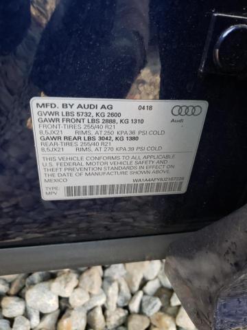 WA1A4AFY9J2167226 - 2018 AUDI SQ5 PREMIUM PLUS BLUE photo 13