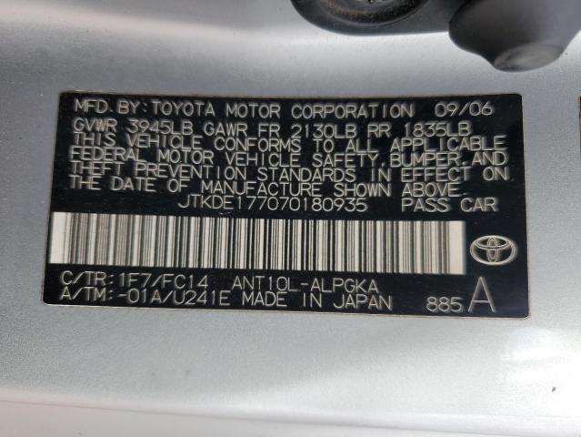 JTKDE177070180935 - 2007 TOYOTA SCION TC 灰色 照片 12