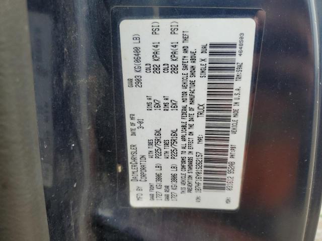 1B7HF16Y01S262157 - 2001 DODGE RAM 1500 BLUE photo 12