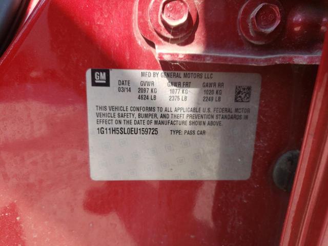 1G11H5SL0EU159725 - 2014 CHEVROLET MALIBU LTZ წითელი ფოტო 12