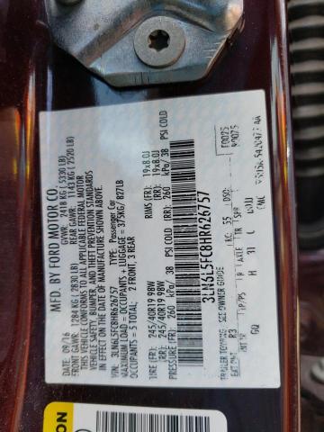 3LN6L5FC8HR626757 - 2017 LINCOLN MKZ RESERVE ბურგუნდია ფოტო 12