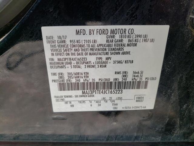 MAJ3P1TE4JC165223 - 2018 FORD ECOSPORT SE Negro foto 13