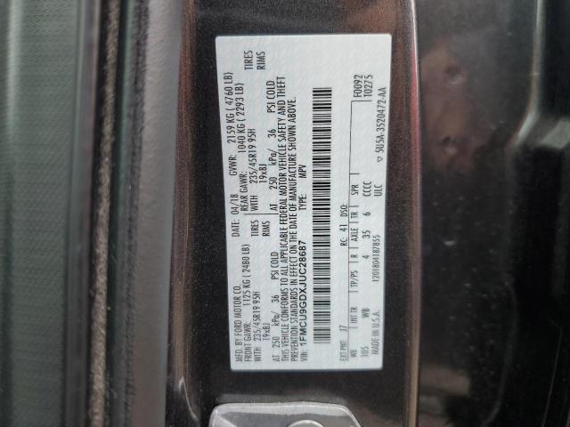 1FMCU9GDXJUC28687 - 2018 FORD ESCAPE SE ნაცრისფერი ფოტო 12