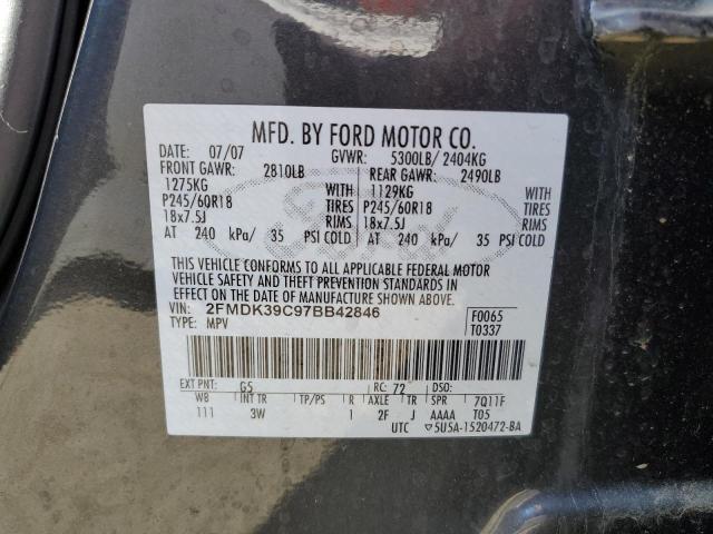 2FMDK39C97BB42846 - 2007 FORD EDGE SEL PLUS GRAY photo 13