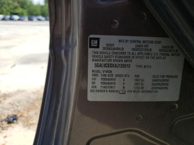 5GALVCEDXAJ103919 - 2010 BUICK ENCLAVE CXL BROWN photo 13