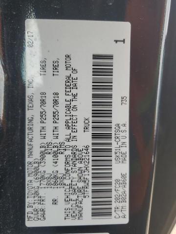 5TFRW5F13HX221646 - 2017 TOYOTA TUNDRA DOUBLE CAB SR/SR5 BLACK photo 12