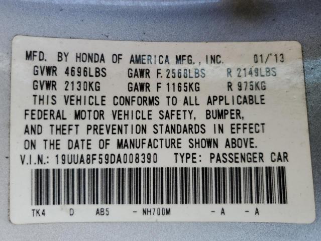 19UUA8F59DA008390 - 2013 ACURA TL TECH SILVER photo 13