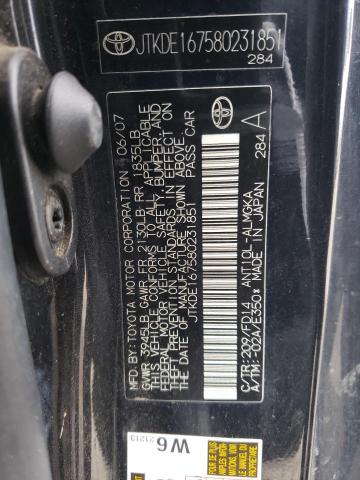 JTKDE167580231851 - 2008 TOYOTA SCION TC 黑色 照片 12