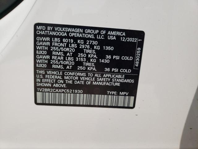 1V2BR2CAXPC521930 - 2023 VOLKSWAGEN ATLAS SEL WHITE photo 13