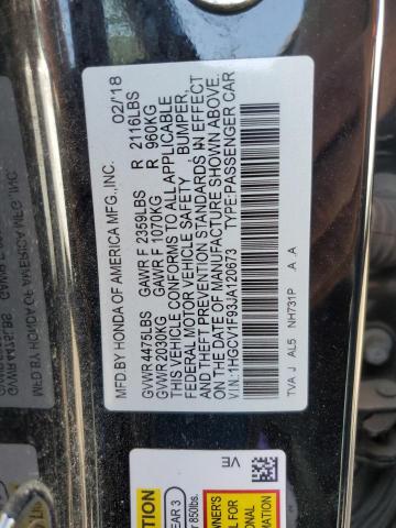 1HGCV1F93JA120673 - 2018 HONDA ACCORD TOURING BLACK photo 12