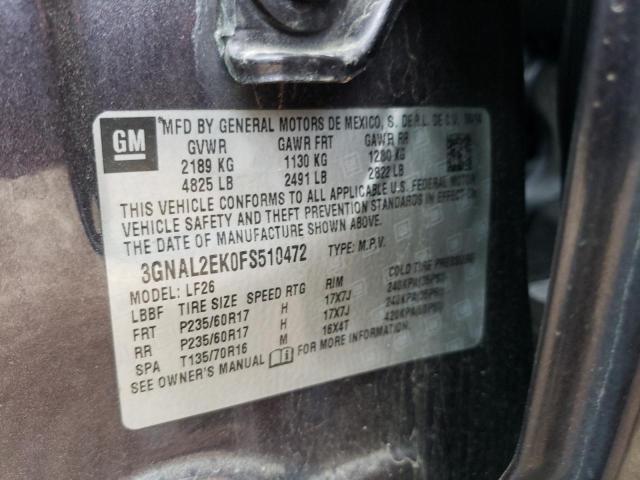 3GNAL2EK0FS510472 - 2015 CHEVROLET CAPTIVA LS იასამნისფერი ფოტო 12