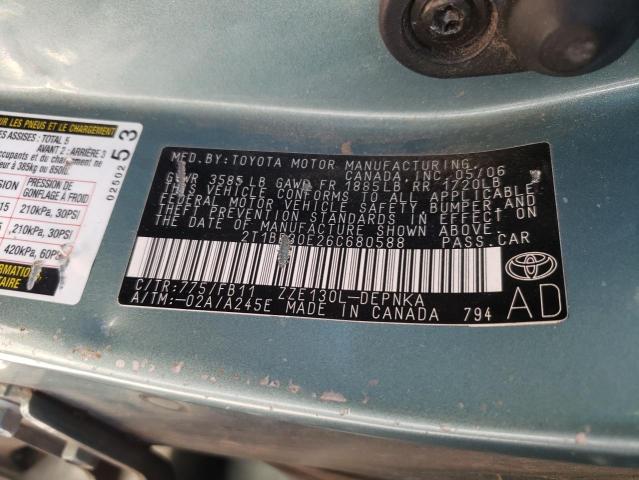 2T1BR30E26C680588 - 2006 TOYOTA COROLLA CE TEAL photo 12