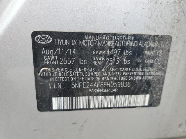 5NPE24AF8FH059836 - 2015 HYUNDAI SONATA SE SILVER photo 12