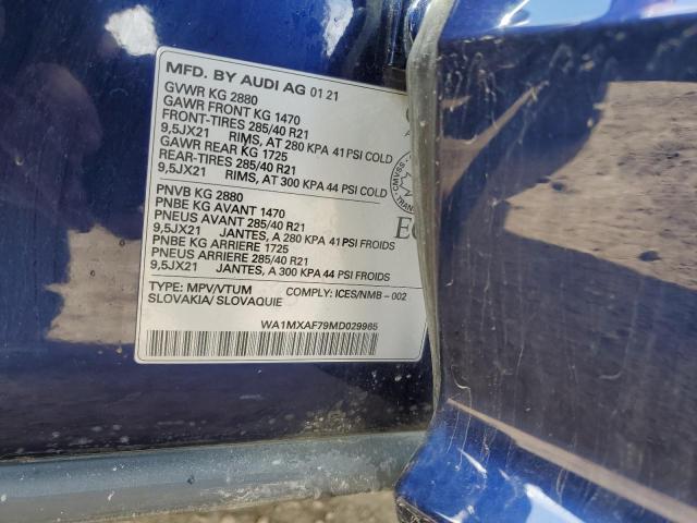 WA1MXAF79MD029965 - 2021 AUDI Q7 PROGRESSIV BLUE photo 14