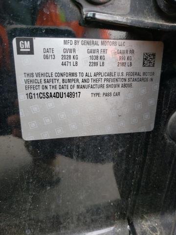 1G11C5SA4DU148917 - 2013 CHEVROLET MALIBU 1LT BLACK photo 12