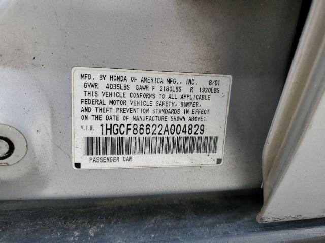 1HGCF86622A004829 - 2002 HONDA ACCORD VALUE GRAY photo 13