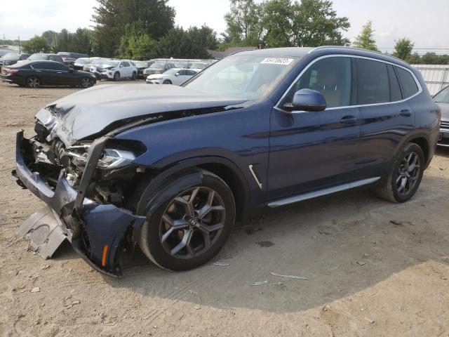 5UX53DP01N9L16664 - 2022 BMW X3 XDRIVE30I BLUE photo 1