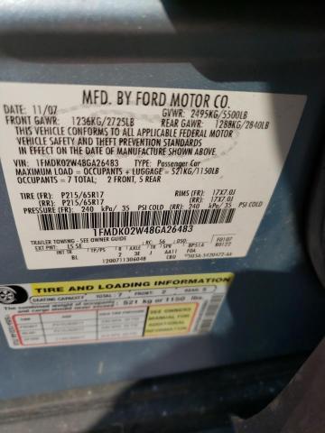 1FMDK02W48GA26483 - 2008 FORD TAURUS X SEL BLUE photo 13