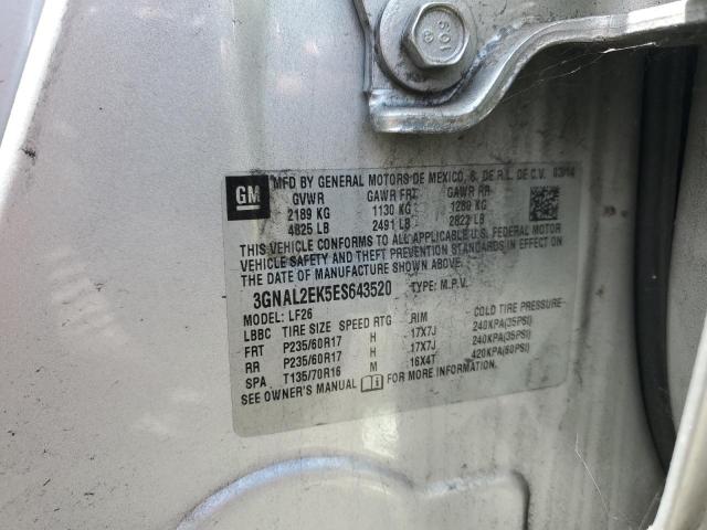 3GNAL2EK5ES643520 - 2014 CHEVROLET CAPTIVA LS 银色 照片 12