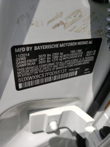 5UXWX9C57F0D55131 - 2015 BMW X3 XDRIVE28I WHITE photo 12