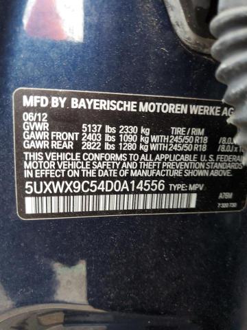 5UXWX9C54D0A14556 - 2013 BMW X3 XDRIVE28I BLUE photo 13