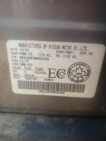 JNKAJ09F98M354059 - 2008 INFINITI EX35 BASE ვერცხლისფერი ფოტო 13