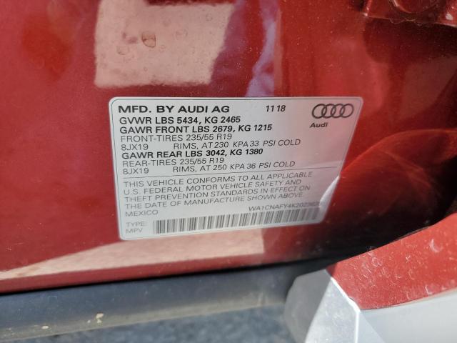WA1CNAFY4K2023638 - 2019 AUDI Q5 PRESTIGE RED photo 12