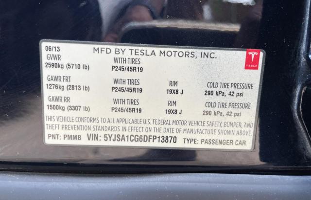 5YJSA1CG6DFP13870 - 2013 TESLA MODEL S Սև լուսանկար 10