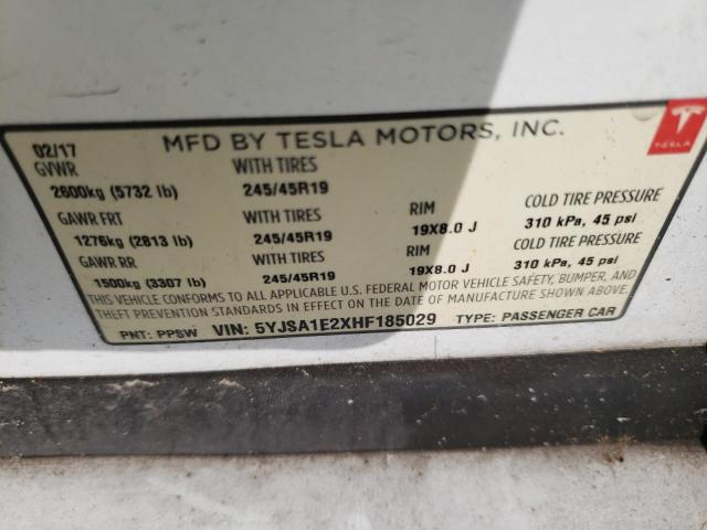 5YJSA1E2XHF185029 - 2017 TESLA MODEL S Ağ foto 13