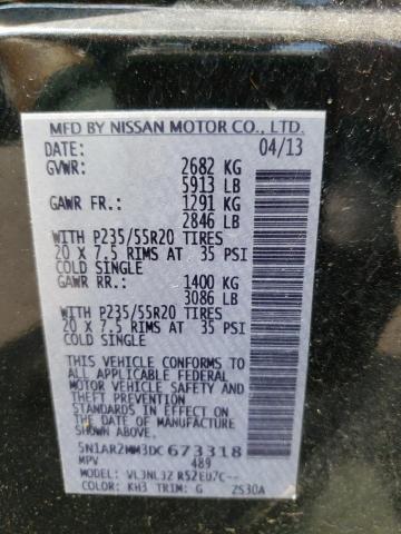 5N1AR2MM3DC673318 - 2013 NISSAN PATHFINDER S BLACK photo 12