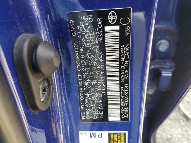 JTDS4RCE3LJ014966 - 2020 TOYOTA COROLLA SE BLUE photo 13