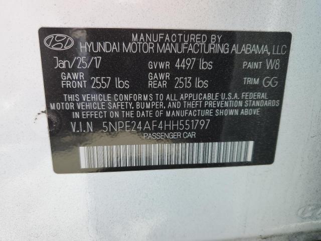 5NPE24AF4HH551797 - 2017 HYUNDAI SONATA SE WHITE photo 12