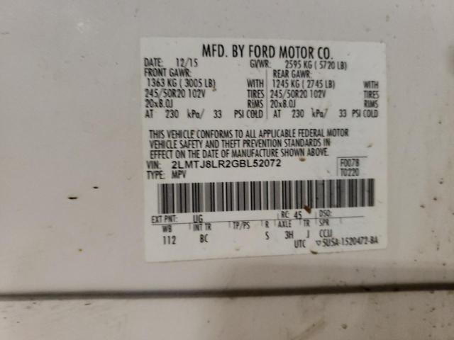 2LMTJ8LR2GBL52072 - 2016 LINCOLN MKX RESERVE თეთრი ფოტო 13