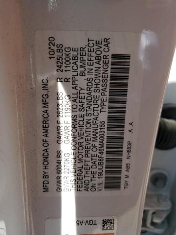 19UUB6F46MA003155 - 2021 ACURA TLX TECHNOLOGY WHITE photo 13