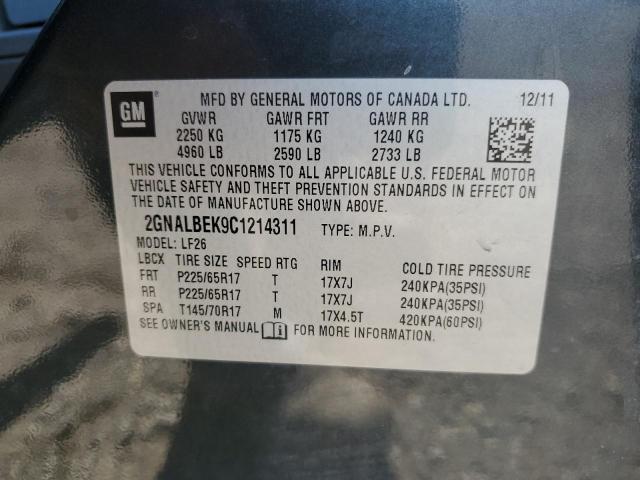 2GNALBEK9C1214311 - 2012 CHEVROLET EQUINOX LS CHARCOAL photo 12